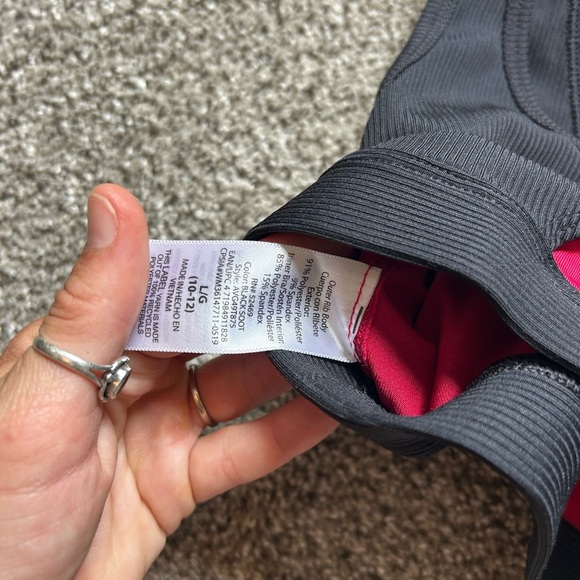 Juniors Avia Black and Red Sports Bra with Strappy Racerback - Picture 3 of 4